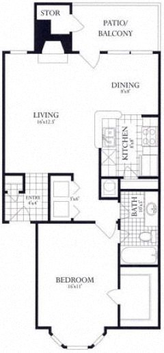 1 Bed, 1 Bath 754 SF 11C